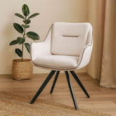 Hectarul - Scaun dining, crem, tapiserie textil si cadru metalic, rotativ, 62x61x86 cm Luna-3 HARO